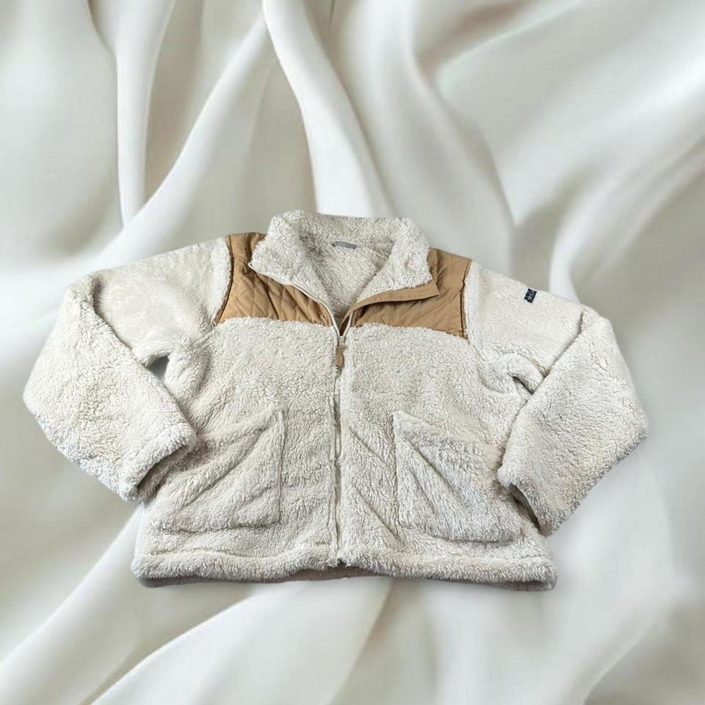 Columbia cream tan fur natural blend retro jacket y2k mcbling fairy boho